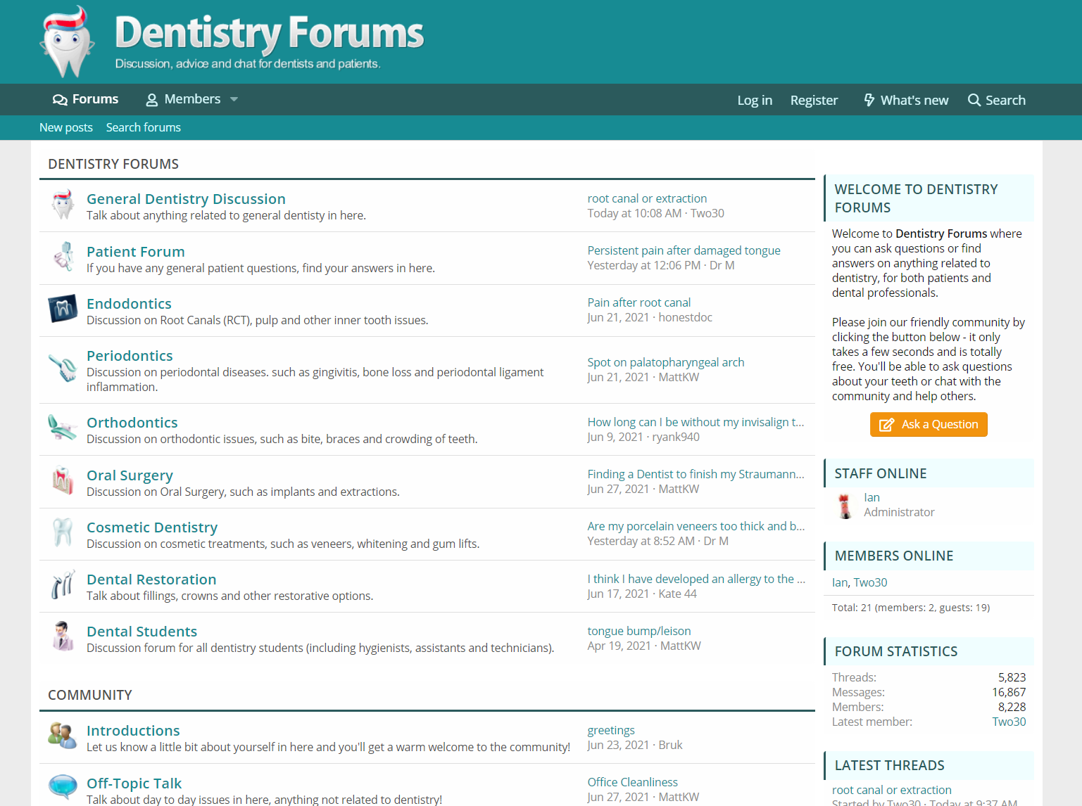 Screenshot showing https://www.dentistry-forums.com/