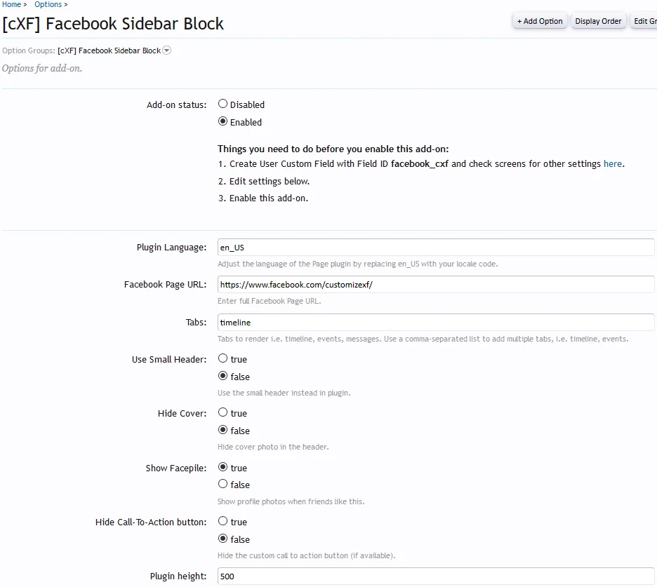 [cXF] Facebook Sidebar Block Options #1