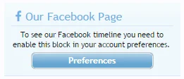 Facebook Sidebar Block default highly customizable notice