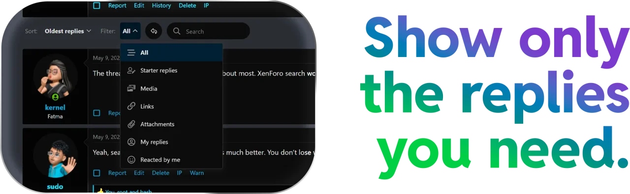 Media, links... Filter - Reply Flow for Xenforo