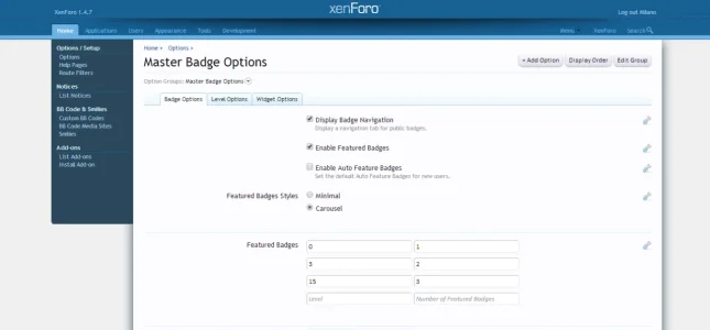 Options  Master Badge Options   Admin CP   XenForo.webp