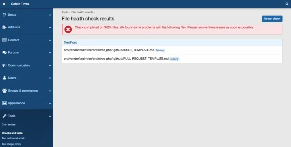File health check results   Goblin Times   Admin control panel.webp