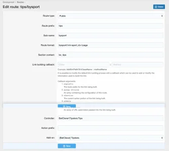 Edit route  tips bysport   Bet Clever XenForo Add on   Admin control panel.webp