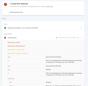 Google Search Console report