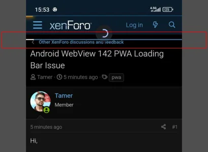 Android WebView 142 PWA Loading Bar Issue Android WebView 142 PWA Loading Bar Issue