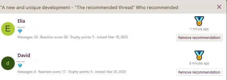 Who recommended the favorite panel thread.webp