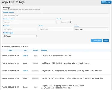Google One Tap - Log viewer adminCP.webp