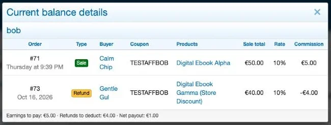 10 - Dashboard - Affiliates balance details.webp