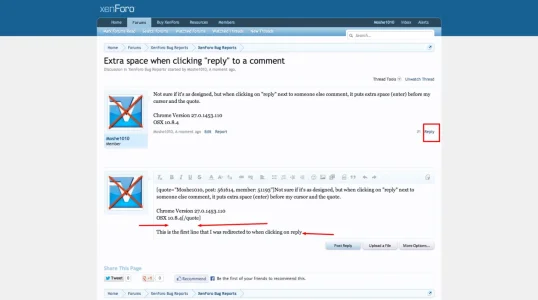 Extra space when clicking  reply  to a comment   XenForo Community.webp