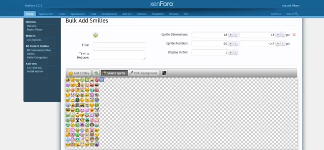 Bulk Add Smilies  Sprite  Admin CP   XenForo.webp
