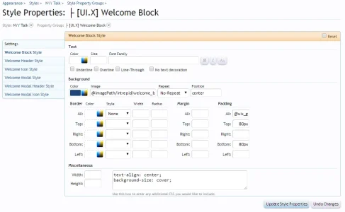 Style Properties  ├  UI.X  Welcome Block   Admin CP   NYYTalk.webp