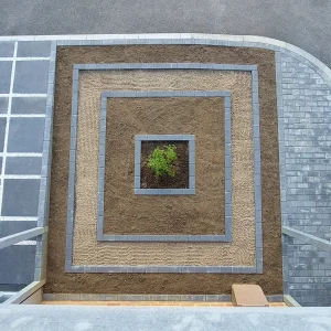 Hard landscaping completed - right side top view