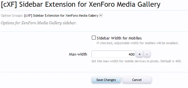 [cXF] Sidebar Extension for XenForo Media Gallery: Options