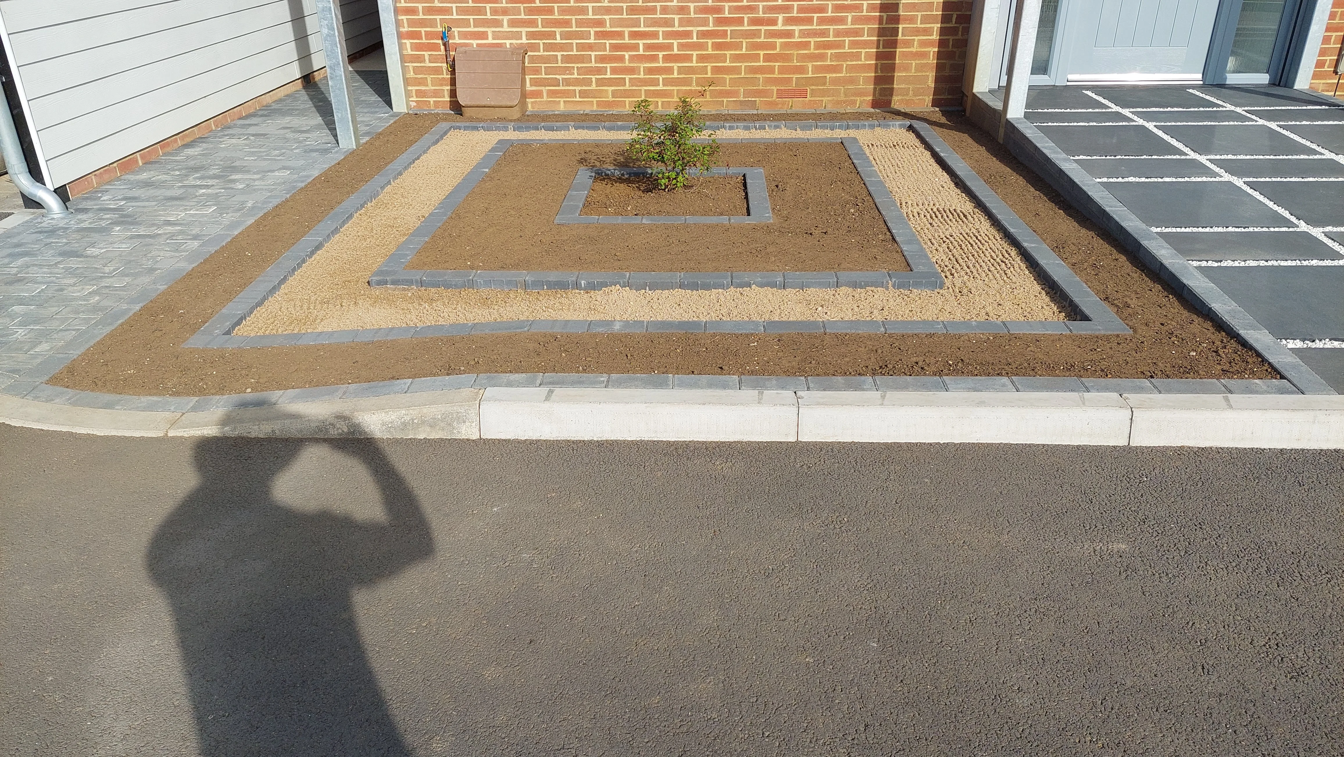 Hard landscaping completed - right side