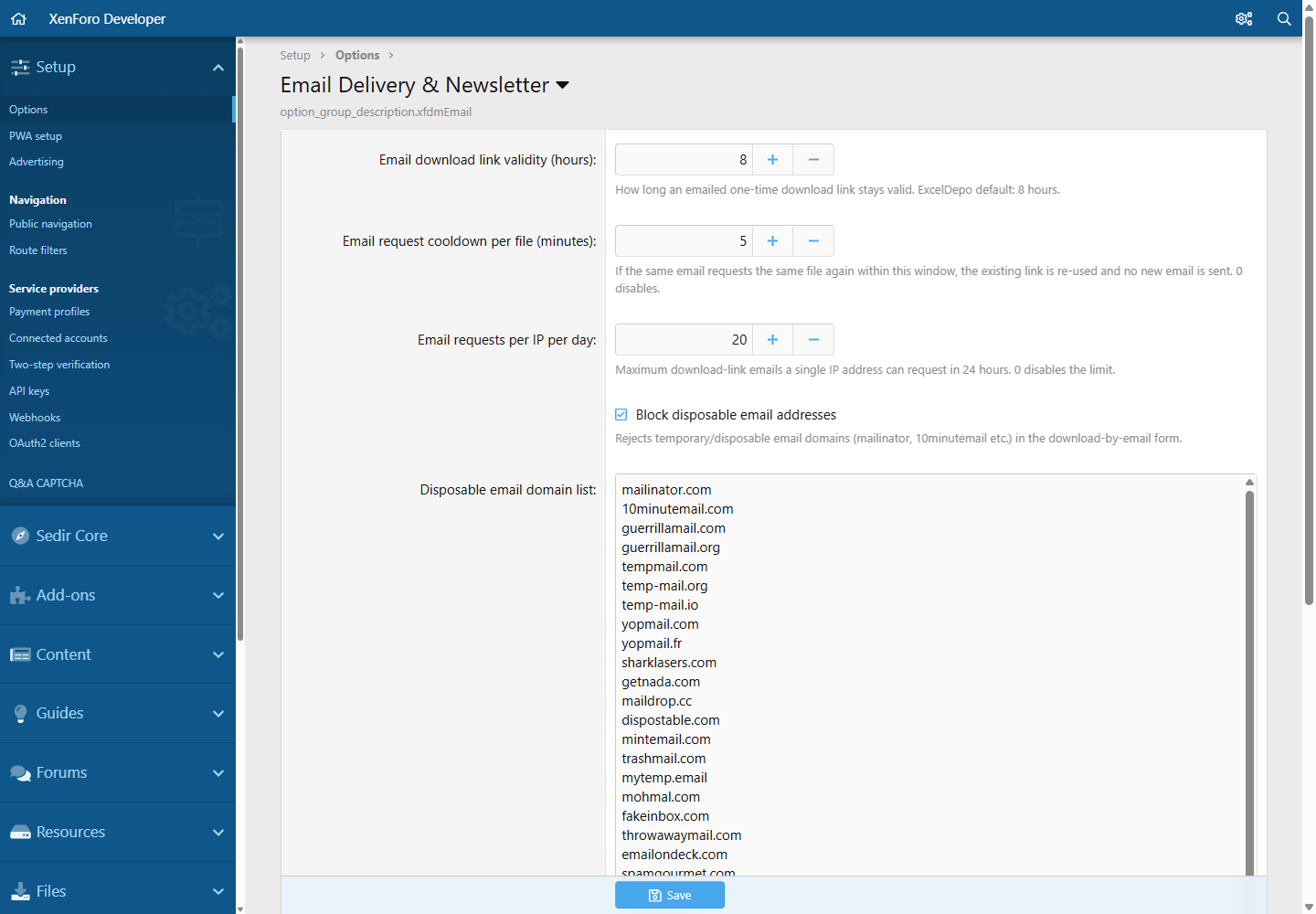 Options: e-mail delivery and newsletter
