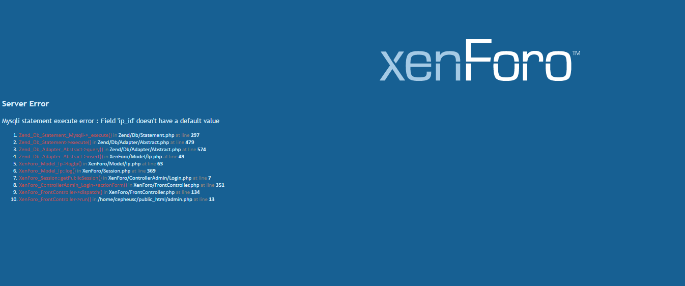 XF 1.5 - An unexpected error occurred. Please try again later. | XenForo  community