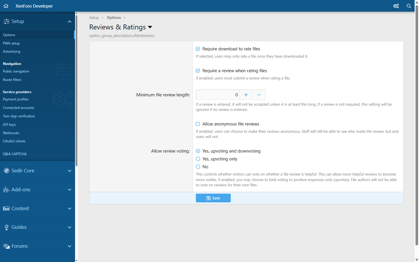 Options: reviews