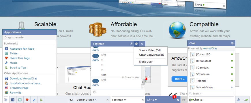 Mini chat facebook