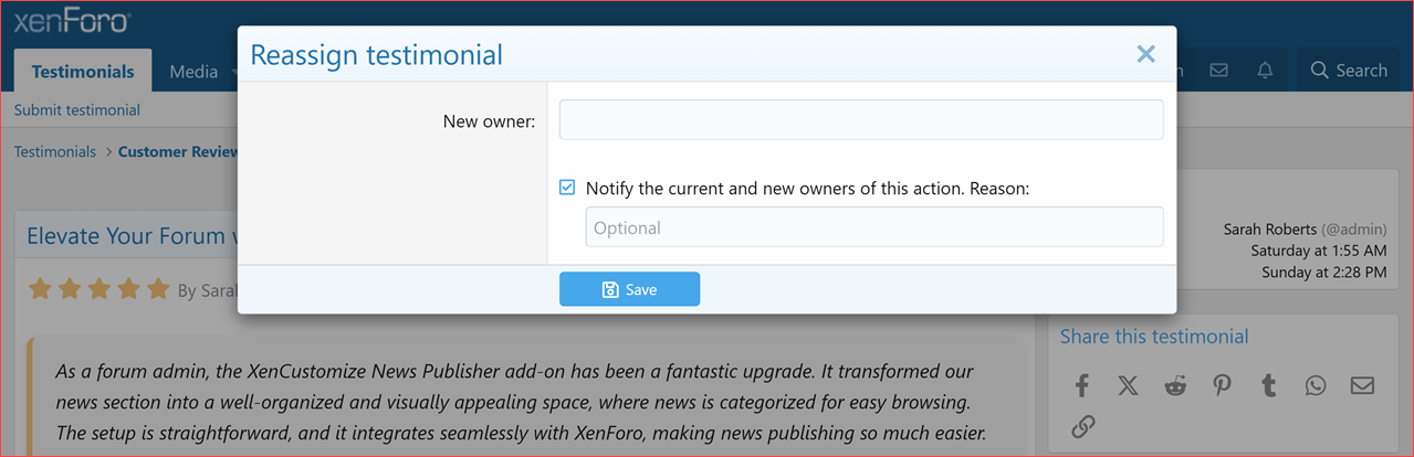 XenCustomize-Testimonials-220-Testimonial-View-Reassign-Testimonial.png XenCustomize-Testimonials-220-Testimonial-View-Reassign-Testimonial.png