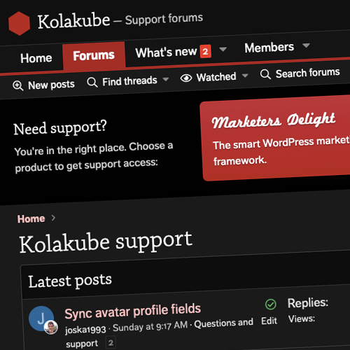 Screenshot showing https://kolakube.com/community/