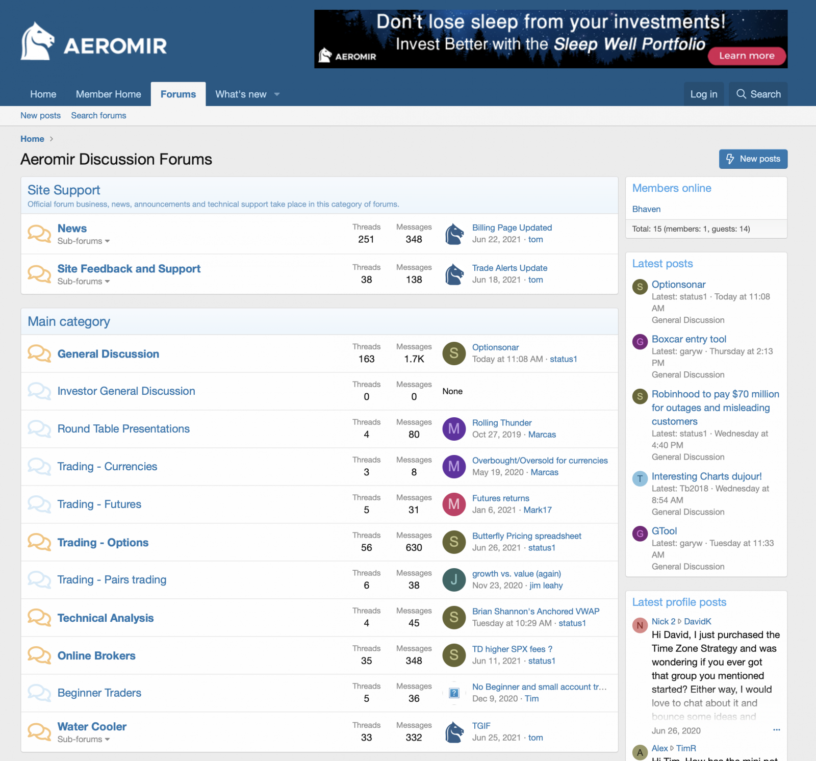 Screenshot showing https://forums.aeromir.com/