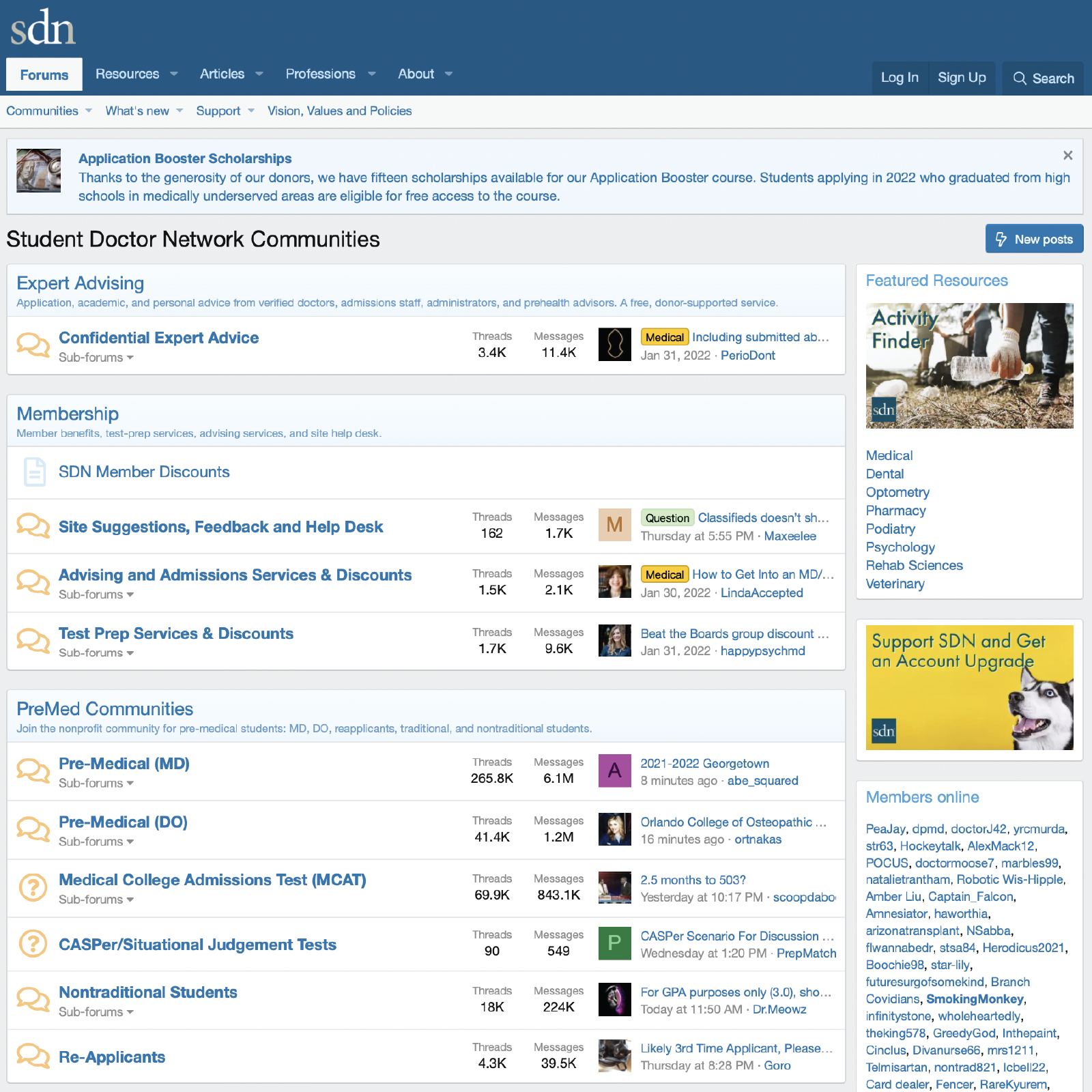 Screenshot showing https://forums.studentdoctor.net