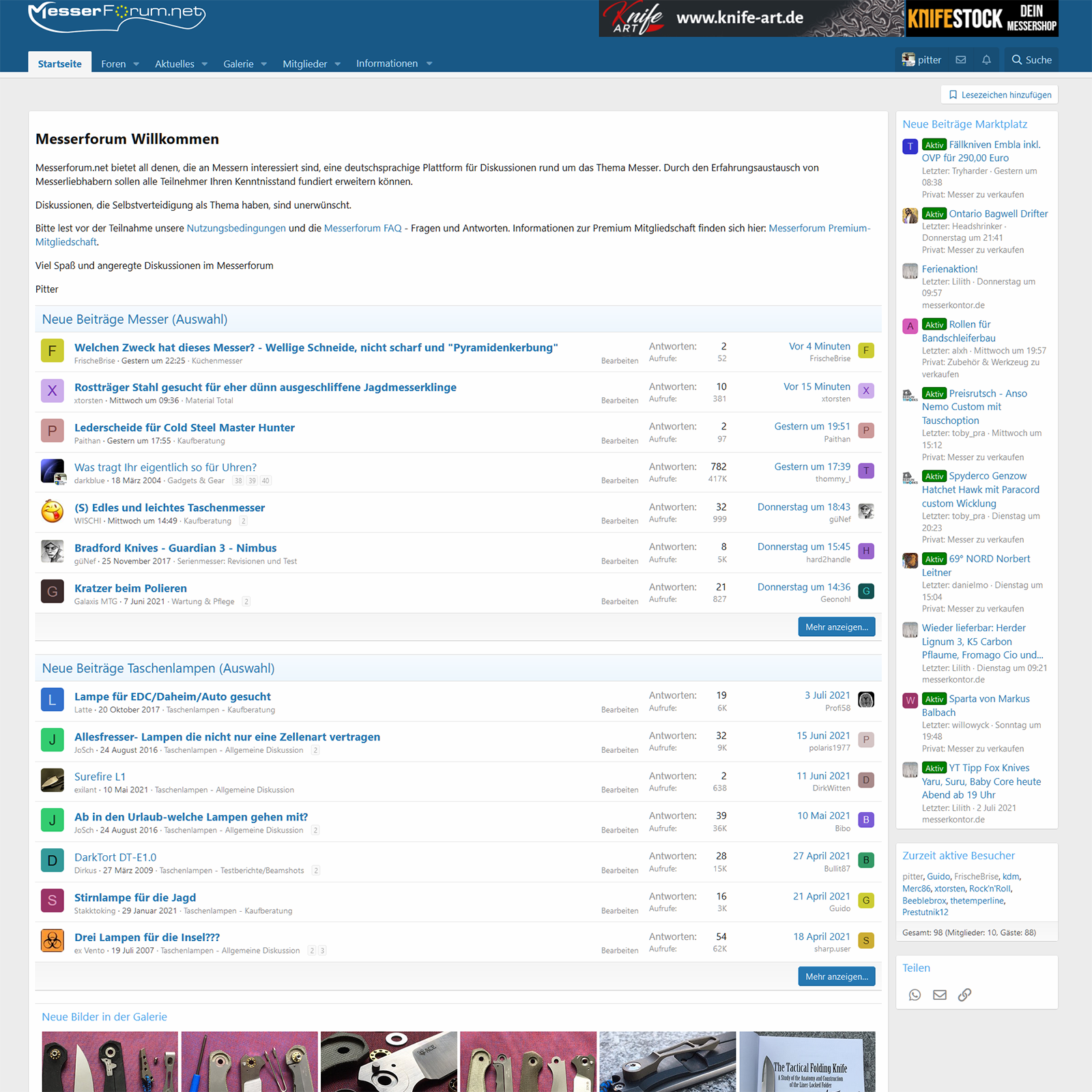 Screenshot showing http://www.messerforum.net