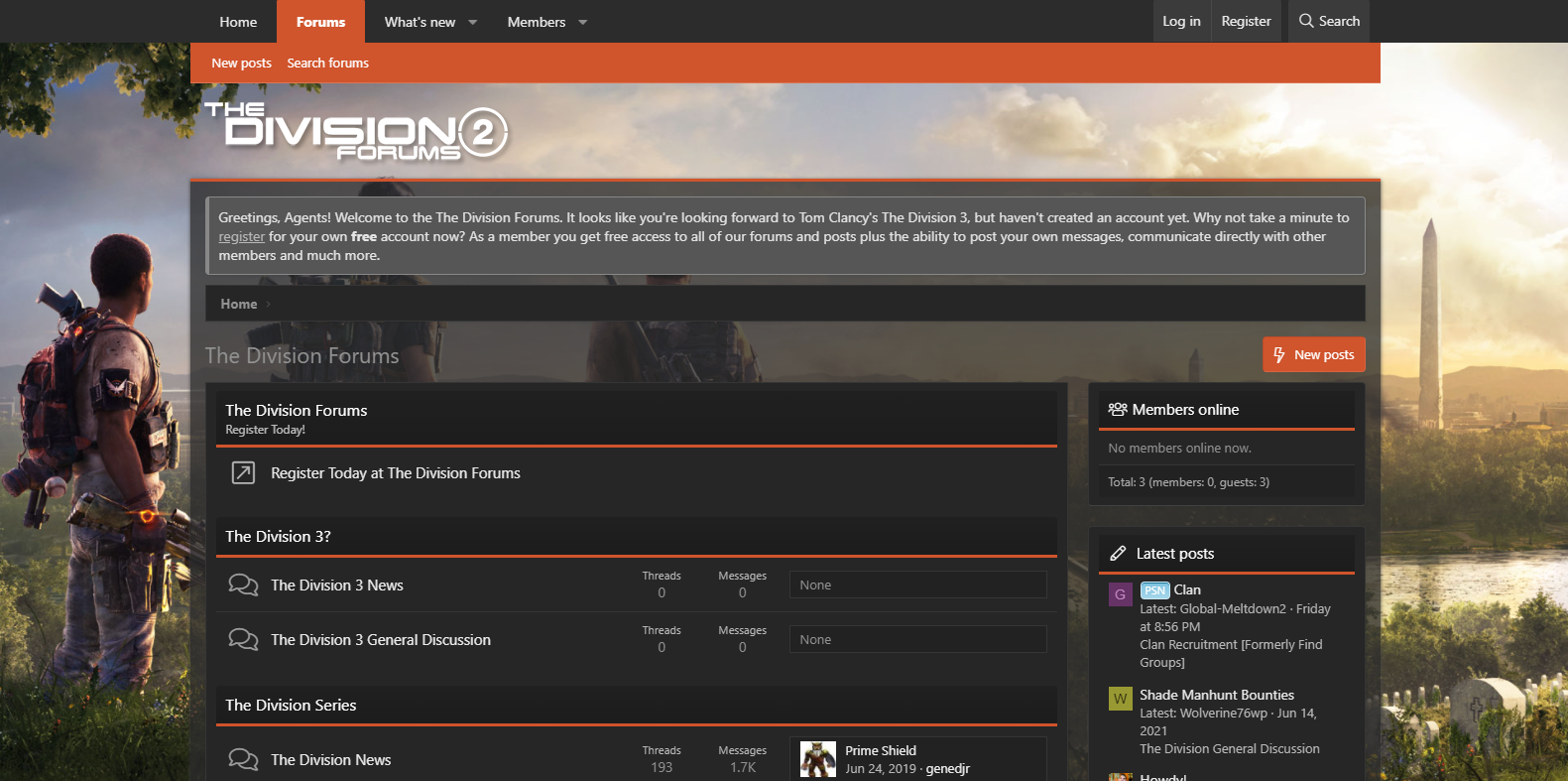 Screenshot showing https://thedivisionforums.com