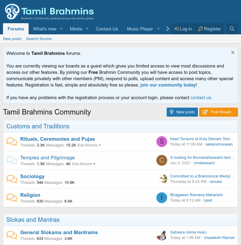 Screenshot showing http://tamilbrahmins.com