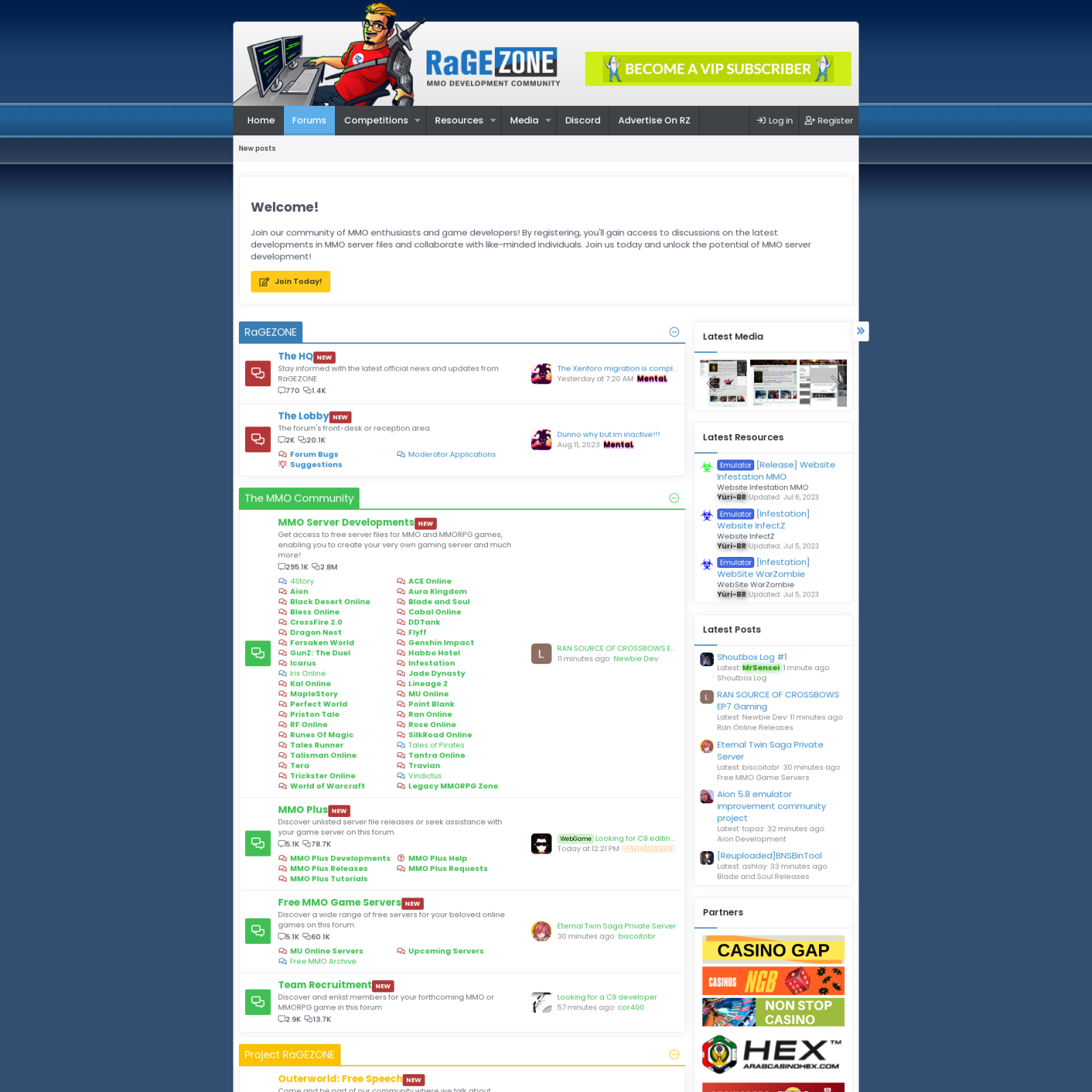 Screenshot showing https://forum.ragezone.com