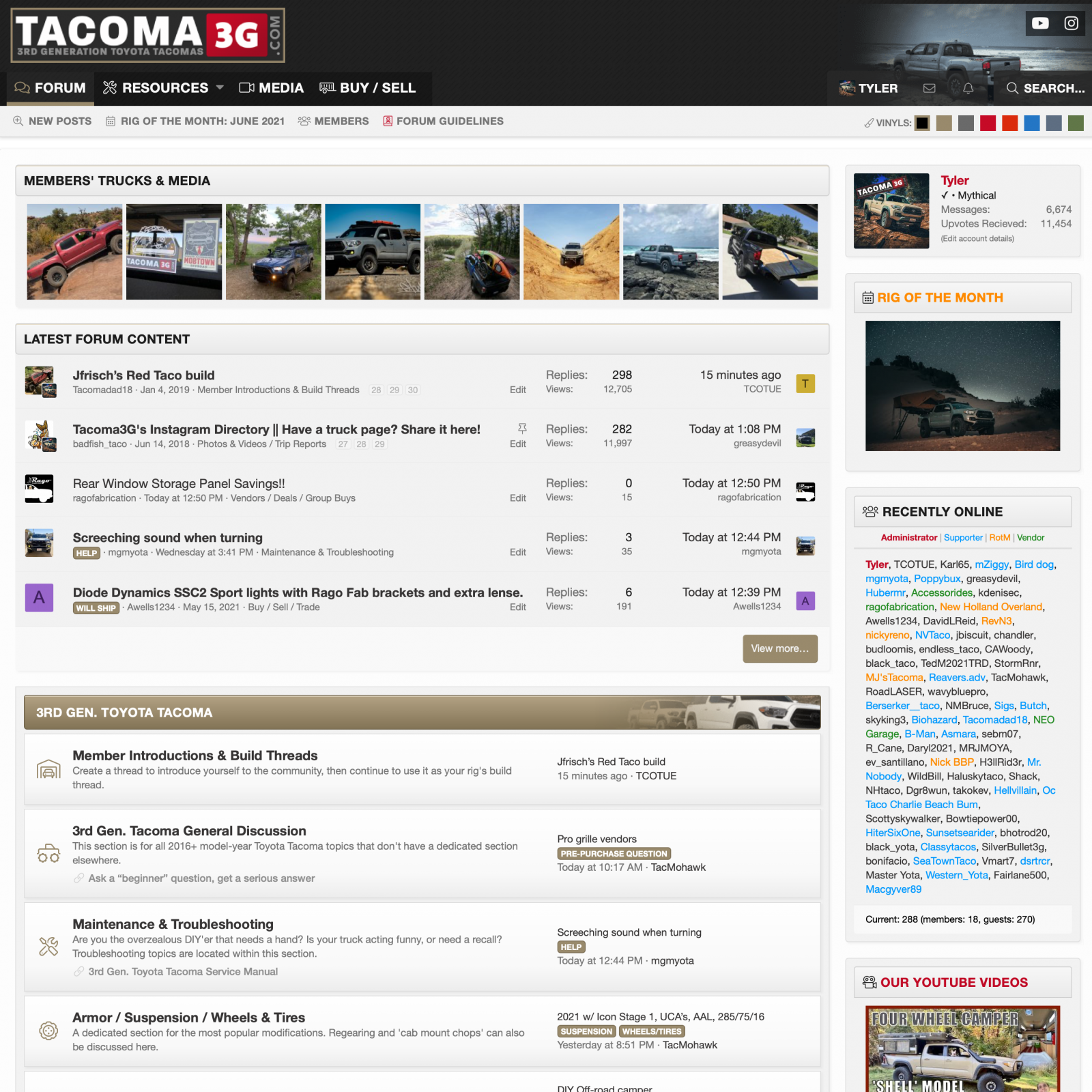 Screenshot showing https://tacoma3g.com