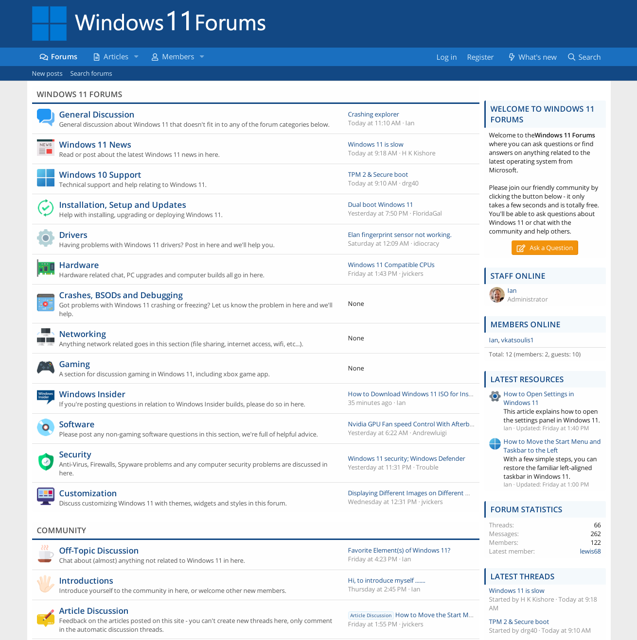 Screenshot showing https://www.windows11forums.com
