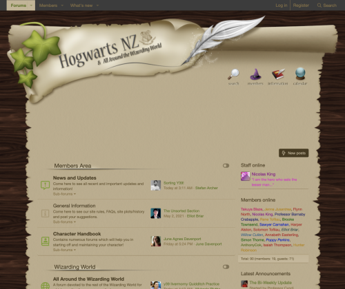 Screenshot from http://hogwarts.nz