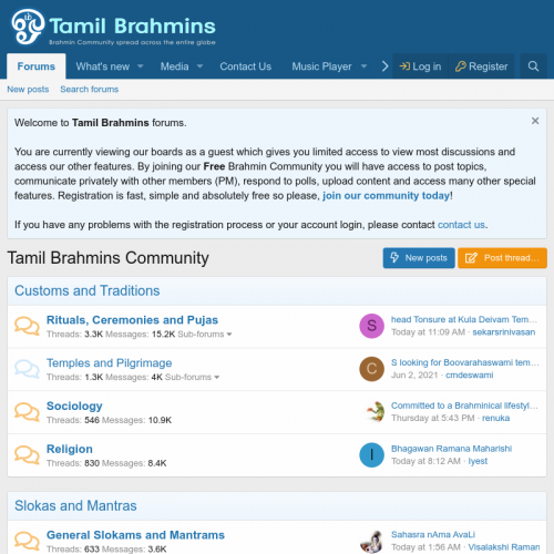 Screenshot from http://tamilbrahmins.com