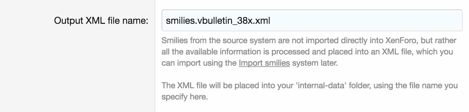 Choosing a file name for the smilies XML file