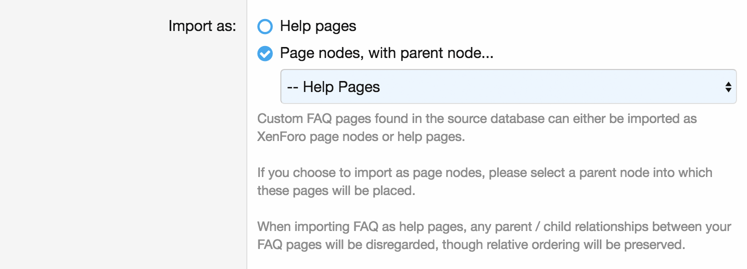 Elegir un nodo primario para las páginas FAQ al importarlas como páginas